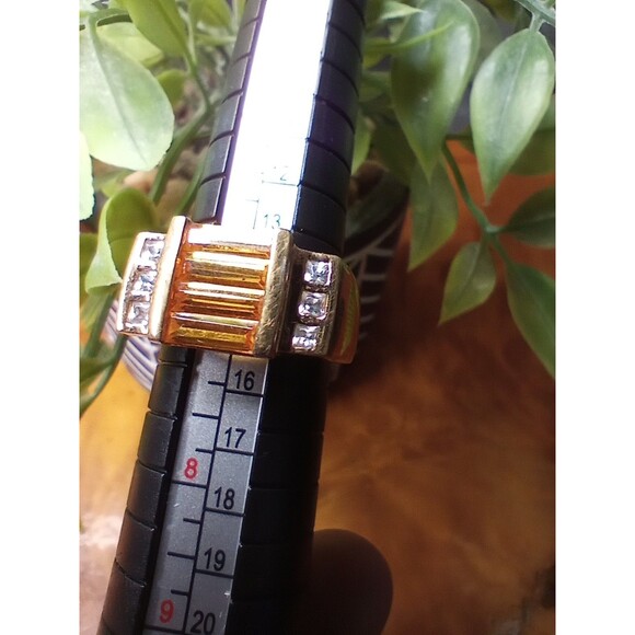 925 Stamped Silver Gold plated Size 7 Ring Citron CZ - Picture 1 of 6